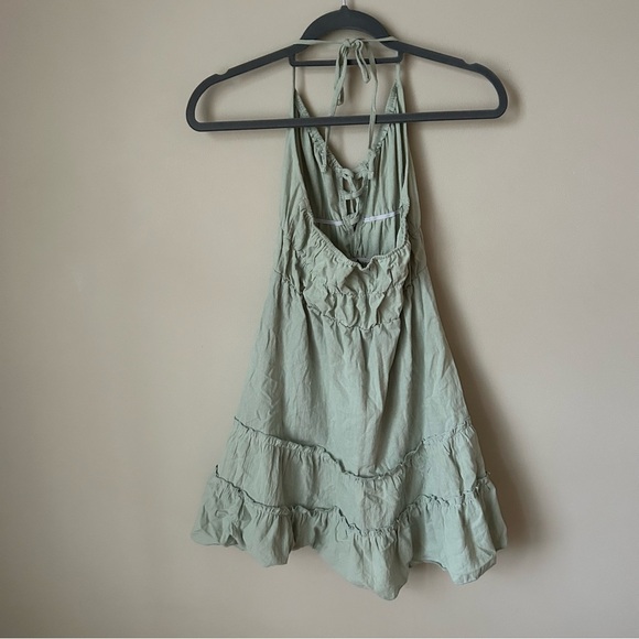 NWOT SHEIN Light Green Ruched Tiered Halter Sleeveless Sundress Size Small - Picture 7 of 8